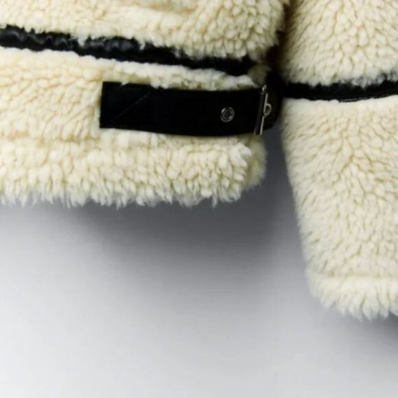 ZARA FAUX FUR BIKER JACKET - Picture 7 of 16